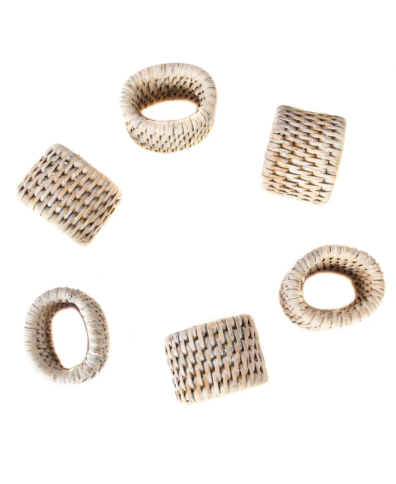 Artifacts Rattan 6-Piece Oval Napkin Ring Set