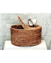 Artifacts Rattan Oval Double Tissue Roll Box