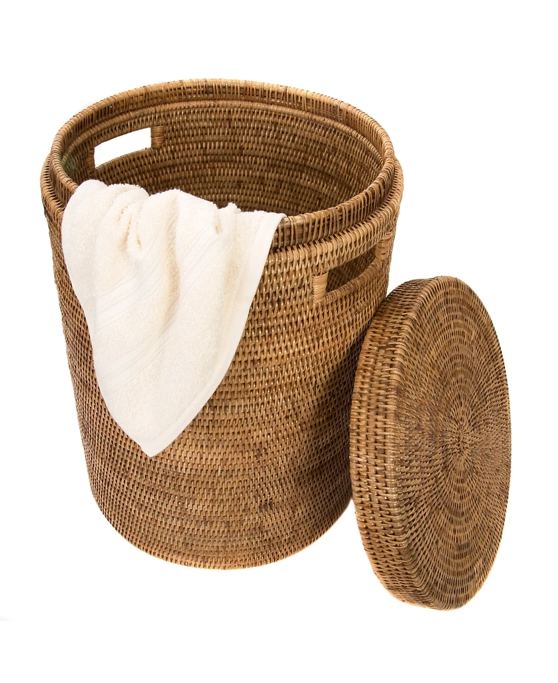 Artifacts Trading Company Rattan Round Hamper with Lid