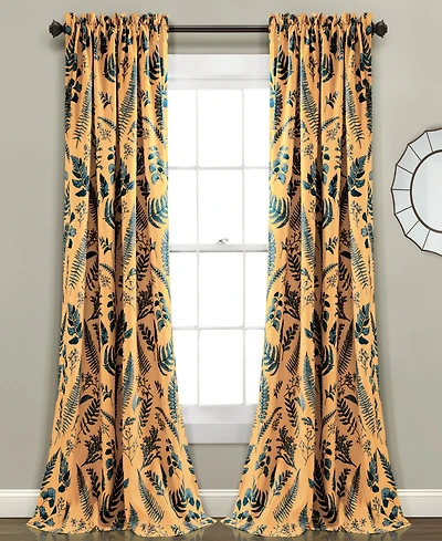 Devonia Botanical Print 52" x 95" Curtain Set