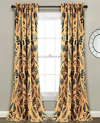 Devonia Botanical Print 52" x 95" Curtain Set