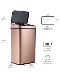 Ninestars Rectangular Motion Sensor Trash Can 13.2 Gallon