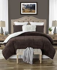 Cathay Home Inc. Plush Faux Fur and Sherpa Reversible Comforter Set, Full/Queen