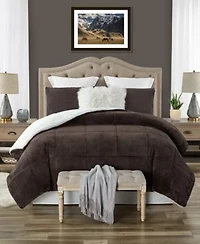 Cathay Home Inc. Plush Faux Fur Sherpa Reversible Comforter Set