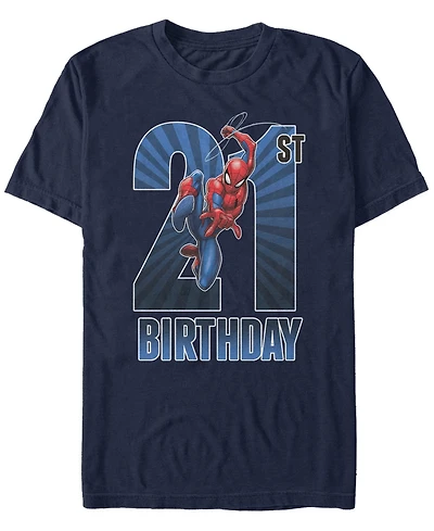 Fifth Sun Men's Marvel Spider-Man Swinging 21st Birthday Short Sleeve T-Shirt
