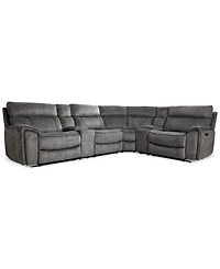 Closeout! Hutchenson 6Pc Fabric Sectional with 2 Usb Power Recliners, 2 Consoles