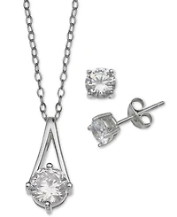 Giani Bernini 2-Pc. Set Cubic Zirconia Pendant Necklace and Stud Earrings in Sterling Silver, Created for Macy's