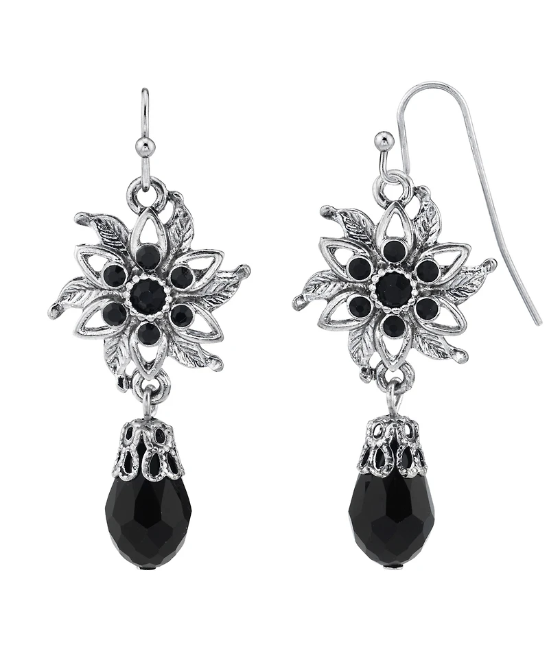 2028 Silver-Tone Flower Drop Earrings