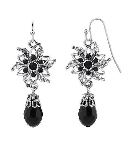 2028 Silver-Tone Flower Drop Earrings