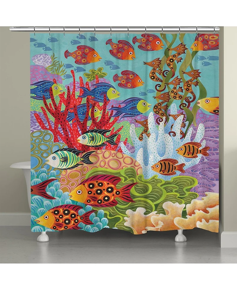 Laural Home Fish in the Hood Shower Curtain, 71" x 72"