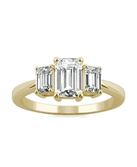 Moissanite Emerald Cut Three Stone Ring 1-1/2 ct. t.w. Diamond Equivalent 14k White or Yellow Gold