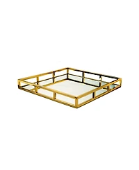 Classic Touch Gold-Tone Square Mirror Tray