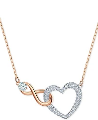 Swarovski Two-Tone Crystal Heart & Infinity Symbol Pendant Necklace, 14-7/8" + 2" extender