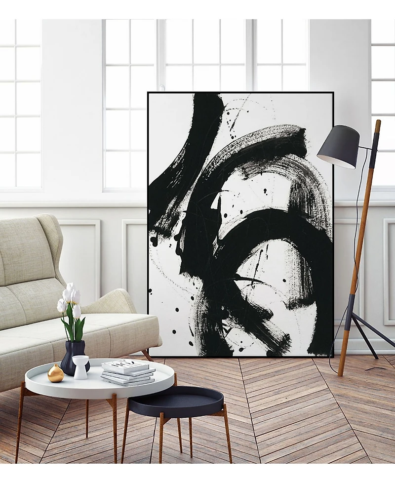 Giant Art 40" x 30" Onyx Gesture Ii Art Block Framed Canvas