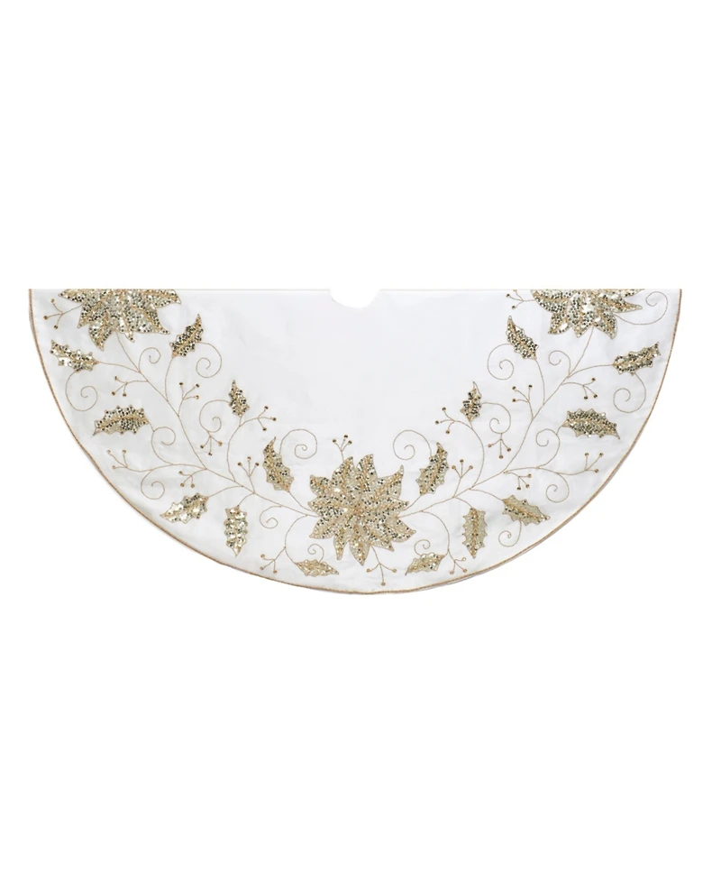 Kurt Adler 54-Inch Ivory Holly Tree Skirt