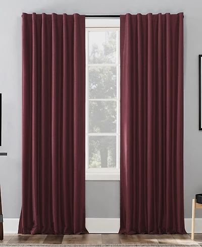 Evelina Faux Dupioni Silk Thermal Extreme 100% Blackout Back Tab Curtain Panel