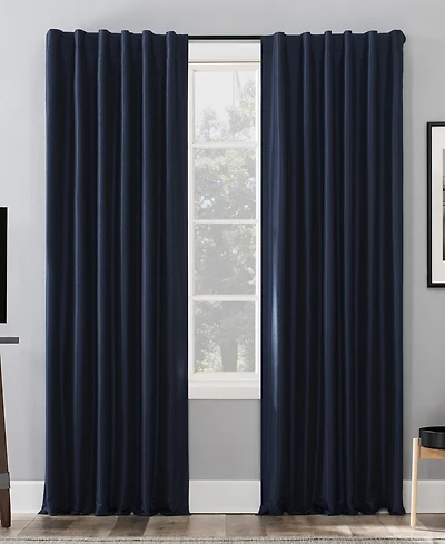 Evelina Faux Dupioni Silk Thermal Extreme 100% Blackout Back Tab Curtain Panel
