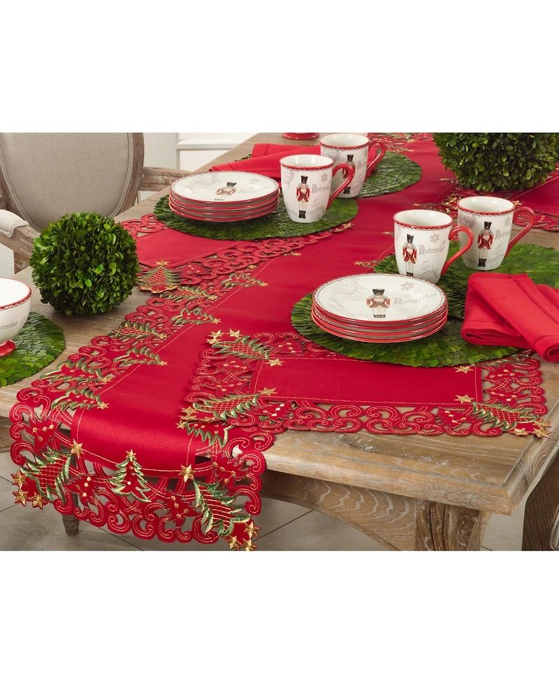 Saro Lifestyle Christmas Trees Holiday Table Runner, 16" x 68"