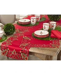Saro Lifestyle Christmas Trees Holiday Table Runner, 16" x 68"