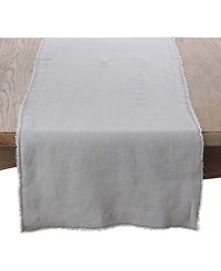 Saro Lifestyle Fringed Linen Design Stone Washed Runner