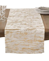 Saro Lifestyle Distressed Foil Metallic Design Glam Cotton Table Runner