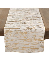 Saro Lifestyle Distressed Foil Metallic Design Glam Cotton Table Runner