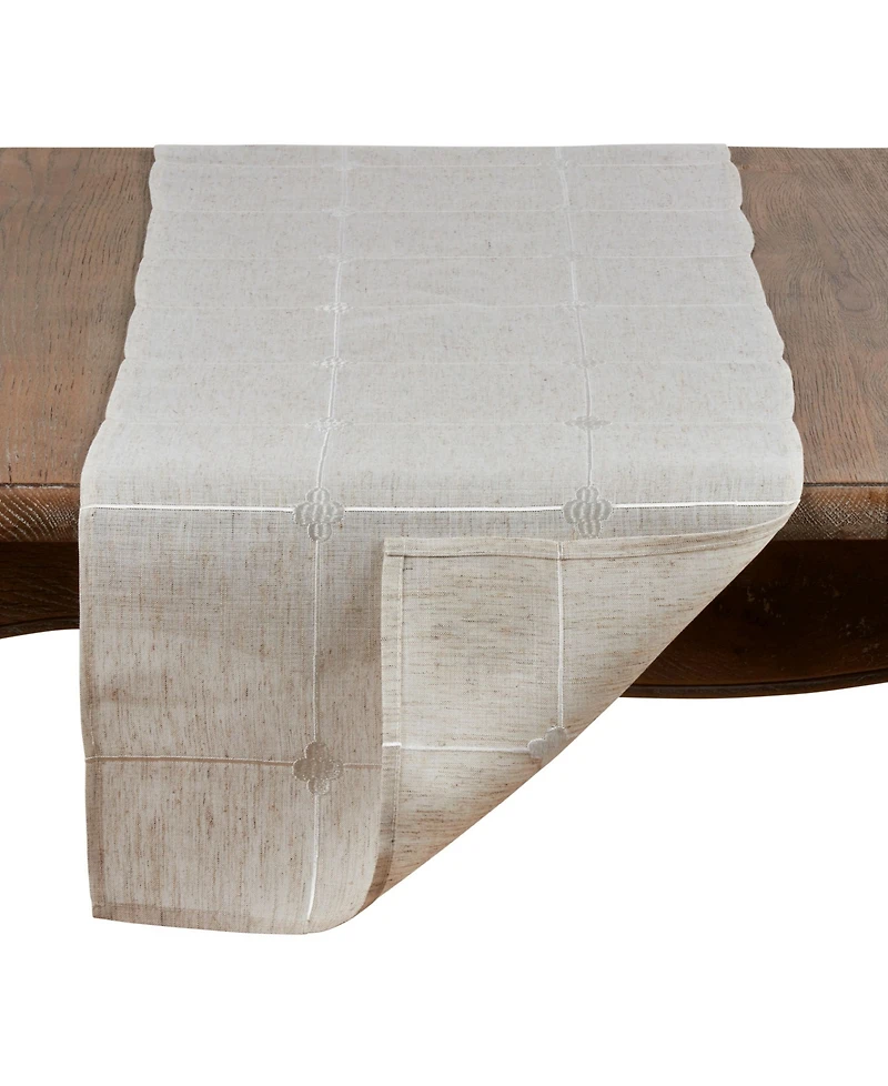 Saro Lifestyle Poly Blend Table Runner with Embroidered Check Pattern