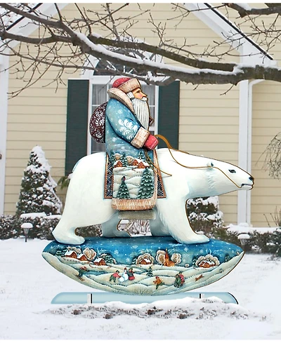 Designocracy Polar Bear Santa Free Standing Garden Decor