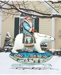 Designocracy Polar Bear Santa Free Standing Garden Decor