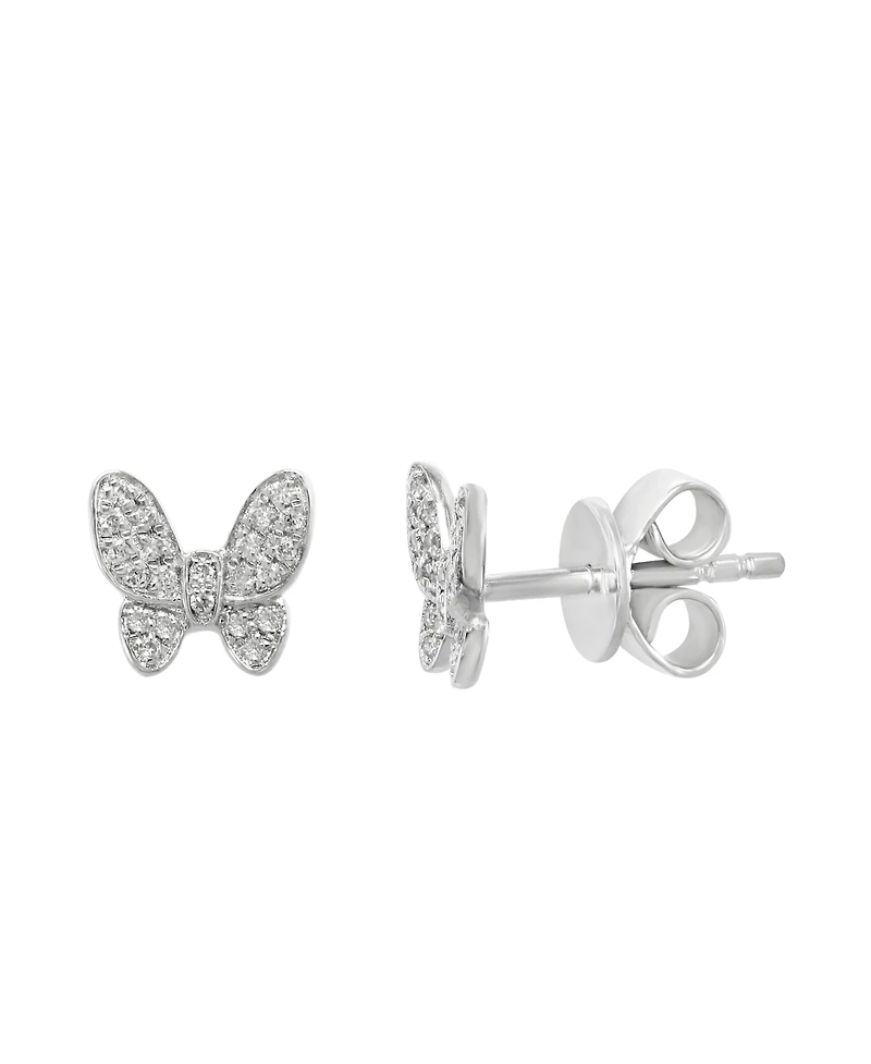 Effy Diamond (1/8 ct.t.w.) Butterfly Stud Earrings in Sterling Silver or 14k Gold-Plated Sterling Silver