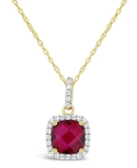 Lab Grown White Sapphire (1-3/4 ct. t.w.) and Lab Grown White Sapphire (1/6 ct. t.w.) Pendant Necklace in 10k Yellow Gold. Also Available in Lab Grown