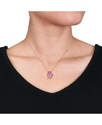 Lab Grown Blue and Sapphire (2 3/ ct. t.w.) Chick Bird Necklace in 18k Two-Tone Over Sterling Silver