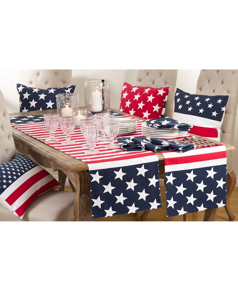 Saro Lifestyle Star Spangled American Flag Design Table Runner