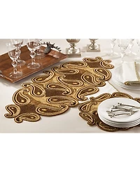 Saro Lifestyle Beaded Paisley Design Table Runner