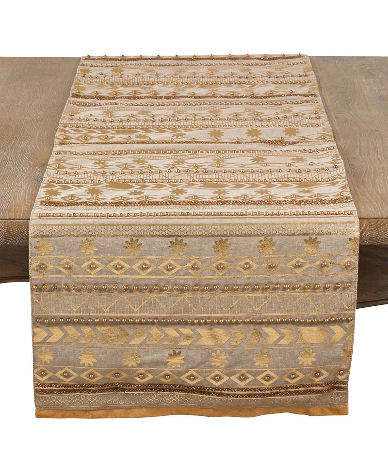 Saro Lifestyle Beaded Aztec Cotton Table Runner
