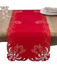 Saro Lifestyle Embroidered Angel Cherub Design Christmas Table Runner