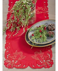 Saro Lifestyle Embroidered Angel Cherub Design Christmas Table Runner