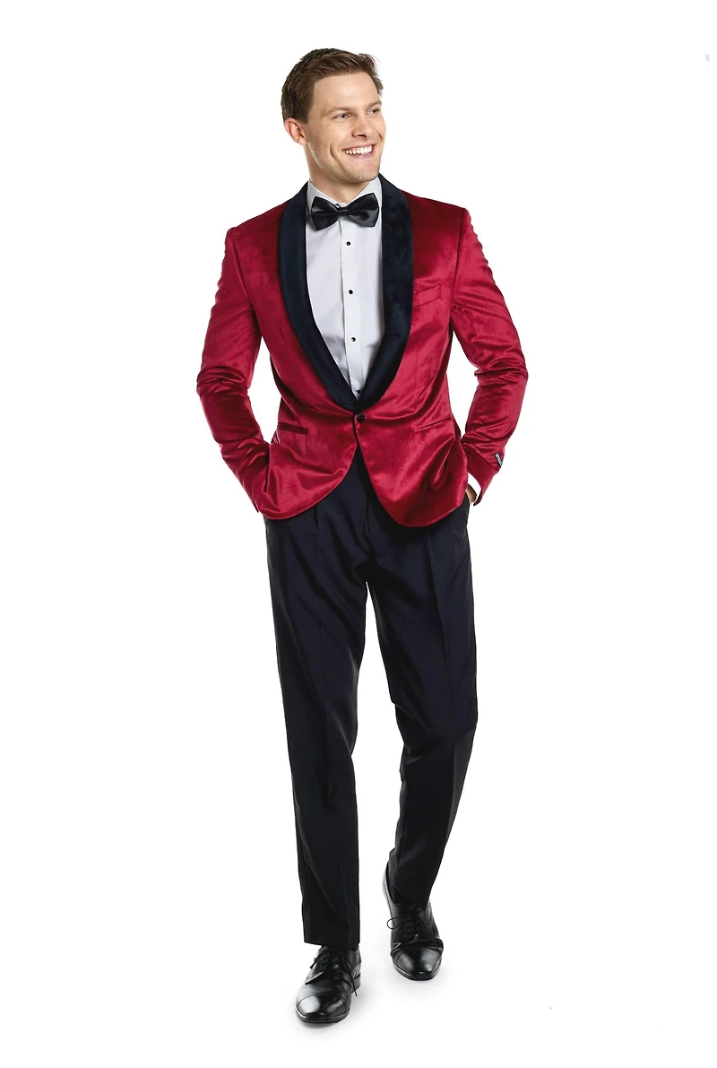 OppoSuits Men's Deluxe Dinner Jacket - Tuxedo Suit Blazer Burgundy Red