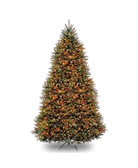 National Tree 10' Dunhill Fir Hinged Tree with 1200 Low Voltage Dual Led Lights with 9 Function Footswitch