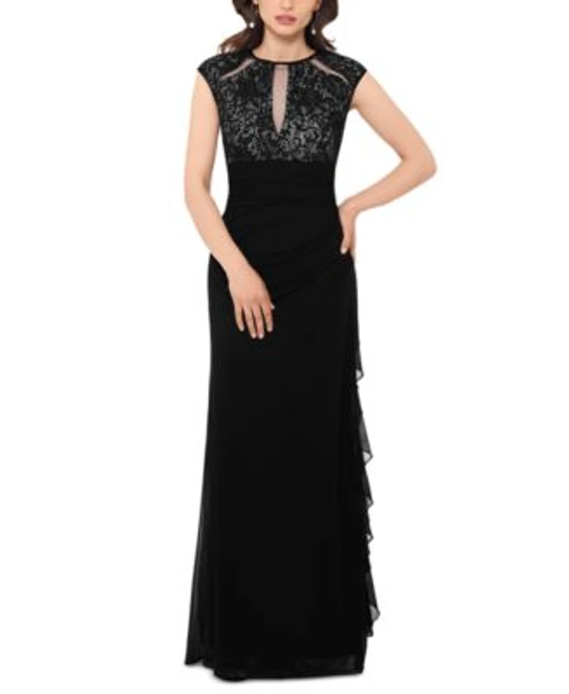 Betsy Adam Womenscut Out Lace Combo Gown