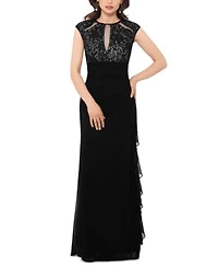 Betsy Adam Womenscut Out Lace Combo Gown