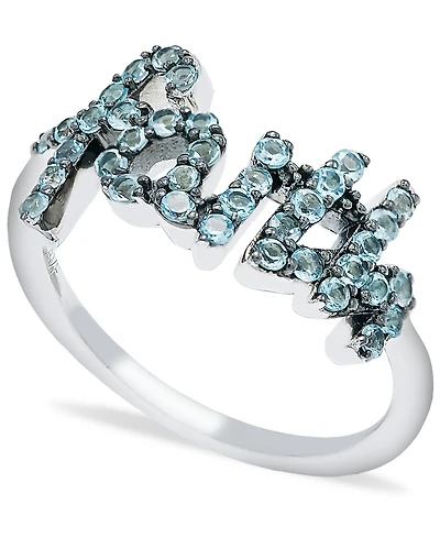 Blue Topaz (1 ct. t.w.) 'Faith' Ring in Sterling Silver