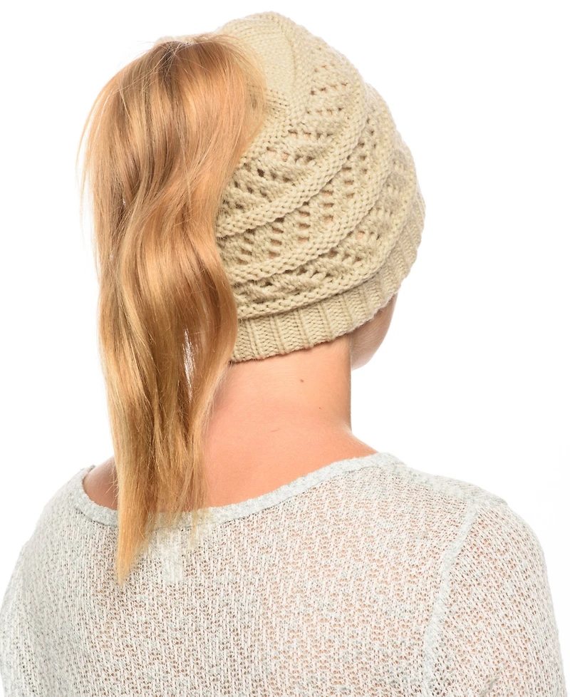 Angela & William Messy Bun Ponytail Crochet Beanie