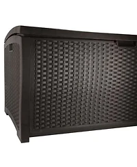 Vm Innovations Suncast DBW9200 99 Gallon Outdoor Resin Patio Storage Chest with Handles, Mocha