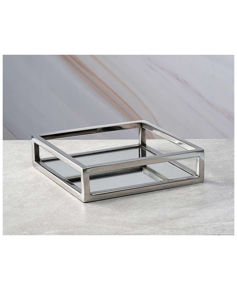Classic Touch Mirrored Napkin Holder with Chrome Rails