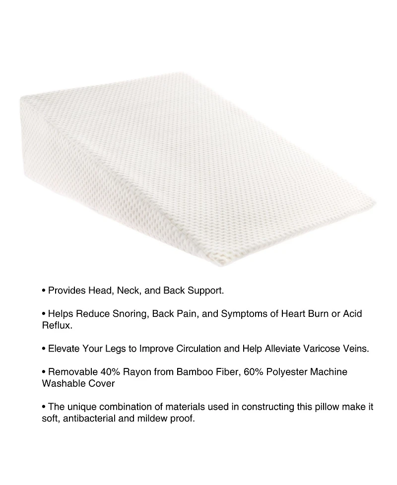Baldwin Rayon from Bamboo Fiber Cover Memory Foam Bed Wedge Pillow