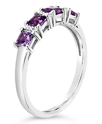 Gemstone and Diamond Accent Ring Sterling Silver