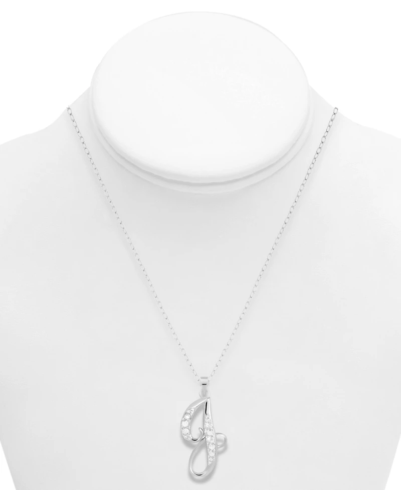 Diamond J Initial 18" Pendant Necklace (1/10 ct. t.w.) in Sterling Silver