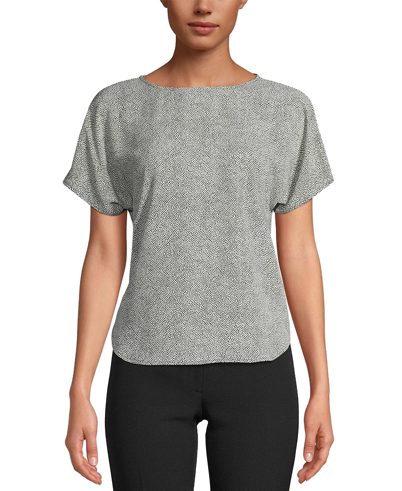 Anne Klein Petite Printed Boat-Neck Top