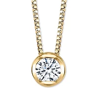 Sirena Diamond Bezel Solitaire 18" Pendant Necklace (1/10 ct. t.w.) in 14k White or Yellow Gold